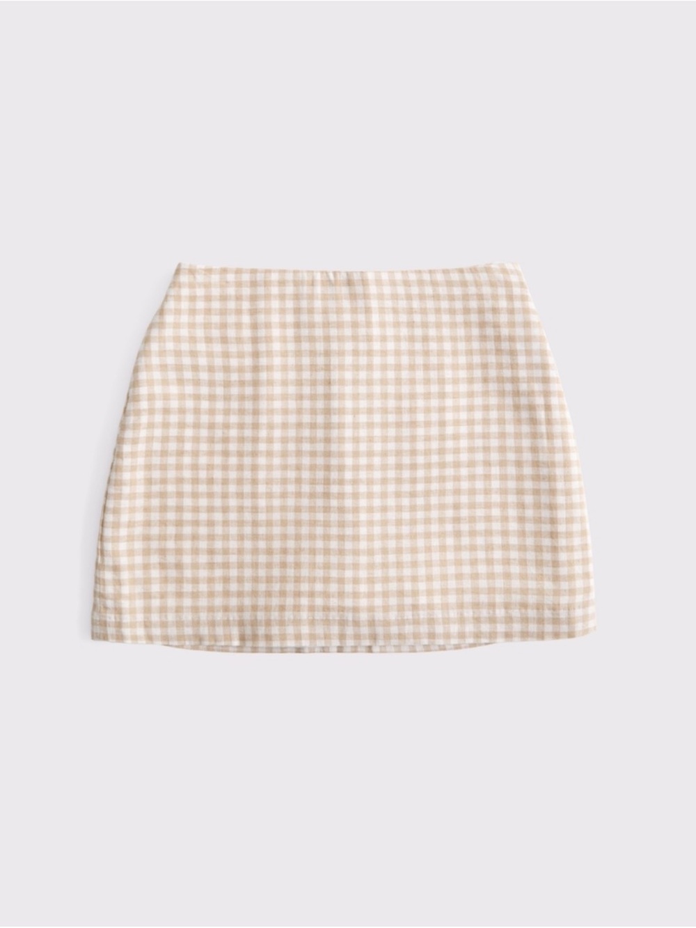 Abercrombie & Fitch Beige Gingham Linen-Blend Mini Skort Medium NWT - Picture 6 of 10